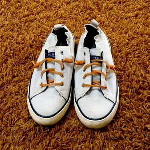 Sperry topsides gray slip ons with laces size 7